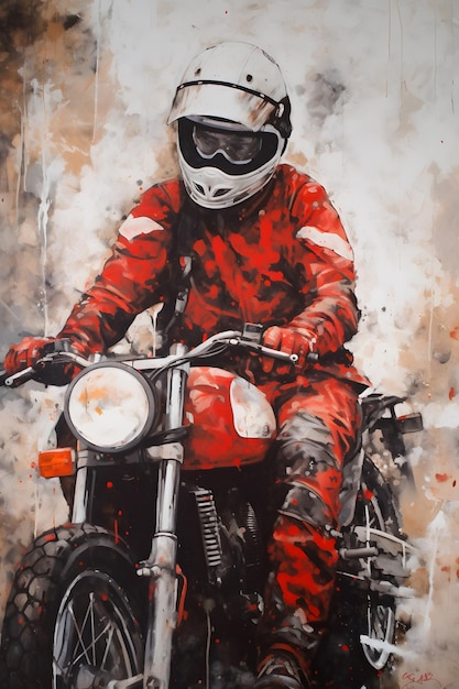 pintura de motocicleta motor vermelho AI gerado