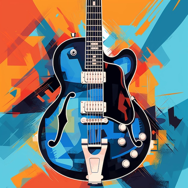 Pintura de música rock de guitarra elétrica