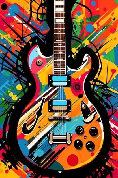 Pintura de música rock de guitarra elétrica