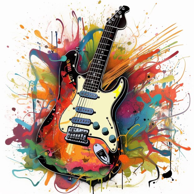 Pintura de música rock de guitarra elétrica