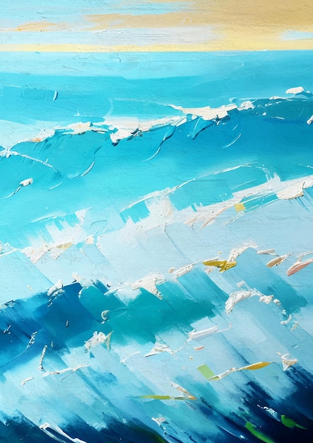 Pintura de oceano azul impressão de arte abstrata moderna pintada em tela de mar para impressão