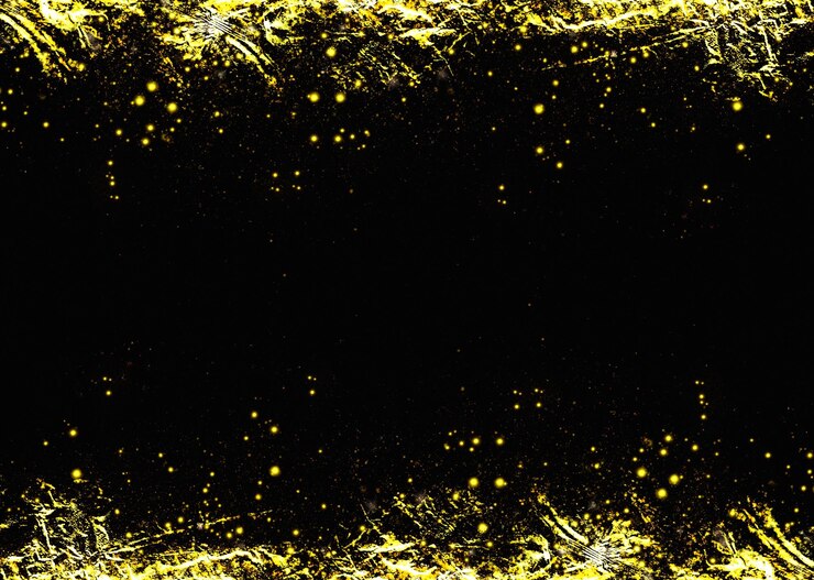 Foto pintura de ouro de luxo, grânulos de salpico, prato com fundo preto.