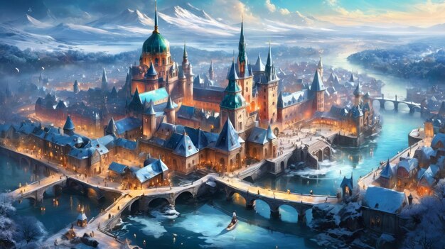 Pintura de paisagem do Castelo de Neve