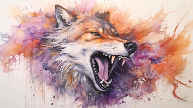Pintura de parede colorida de um pico de lobo imagem estética
