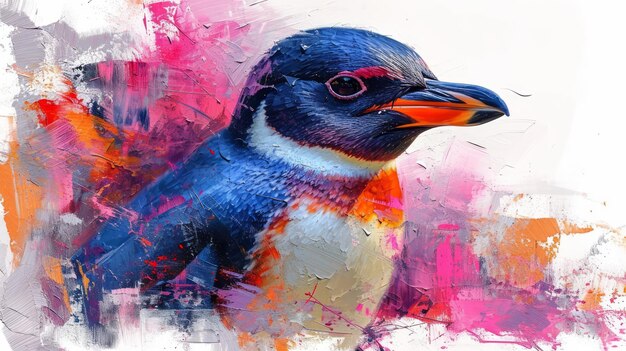 Foto pintura de pinguim pop art vibrant gerada pela ia
