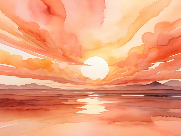Pintura de pôr-do-sol desenho abstrato