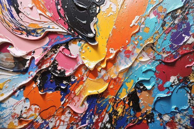 Pintura de tinta abstrata close-up da pintura pintura abstrata colorida fundo pintura a óleo altamente texturizada detalhes de alta qualidade