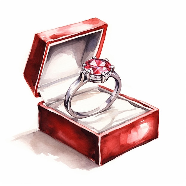 pintura de um anel vermelho em uma caixa vermelha com um diamante generativo ai