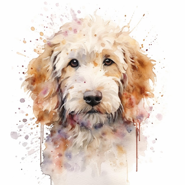 pintura de um cachorro com aparência de aquarela no rosto ai generativa