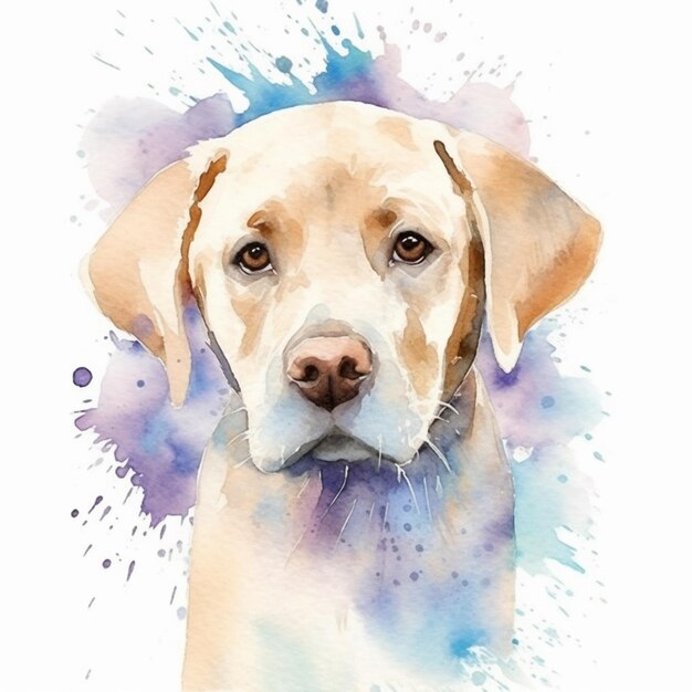 pintura de um cachorro com efeito aquarela no rosto generativo ai