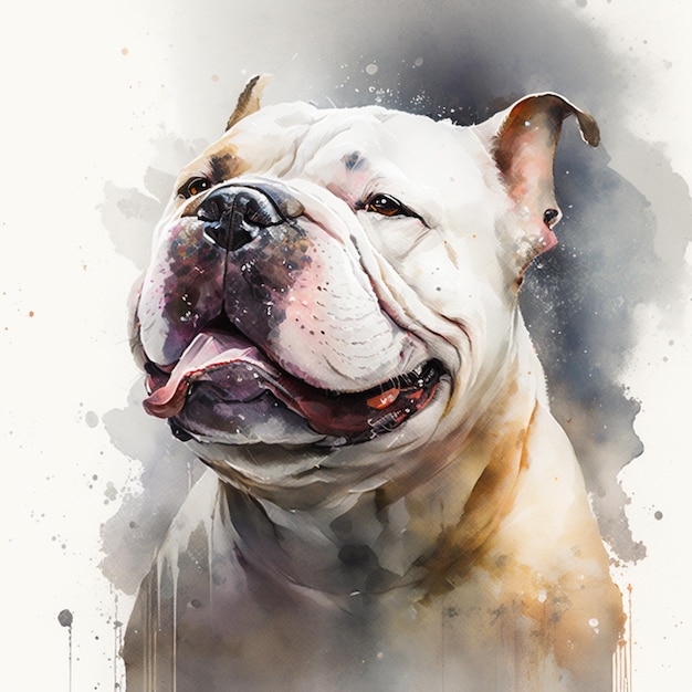 Pintura de um cachorro com rosto branco e orelhas marrons generativas ai