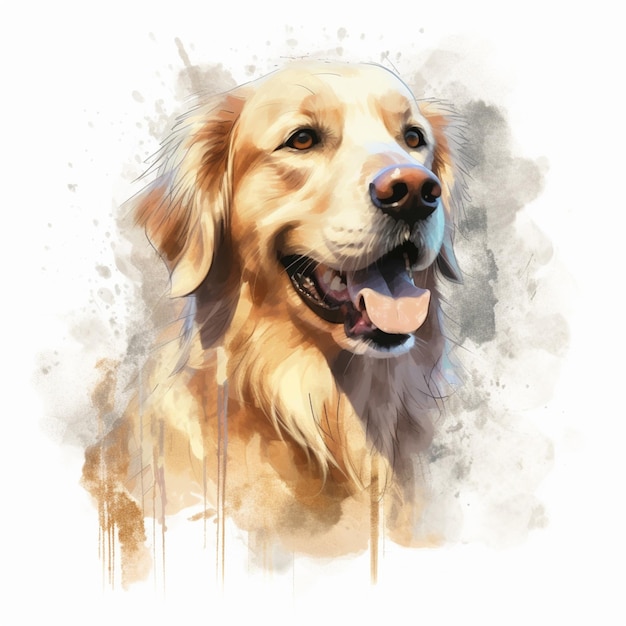 Pintura de um cão com um fundo branco