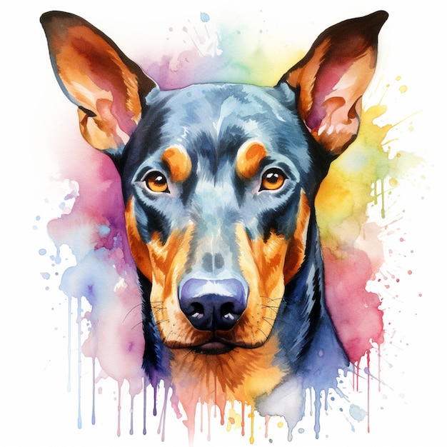 pintura de um cão com um fundo colorido generativo ai