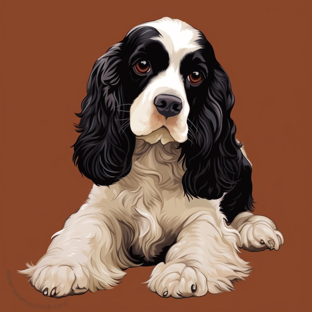 Foto pintura de um cão com um fundo marrom generativo ai