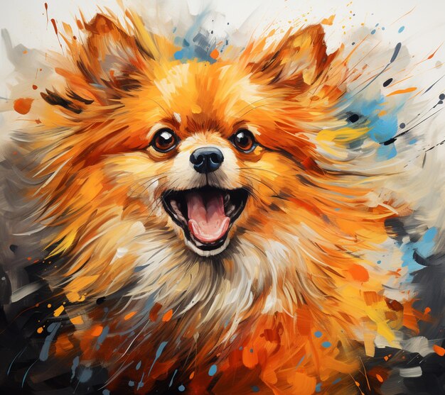 pintura de um cão com um grande sorriso em um fundo branco generativo ai