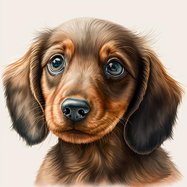 pintura de um cão com um olhar triste em seu rosto generativo ai