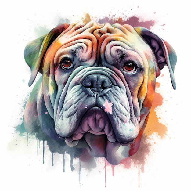 pintura de um cão com um olhar triste em seu rosto generativo ai