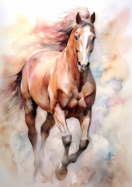 pintura de um cavalo correndo no vento generativo ai