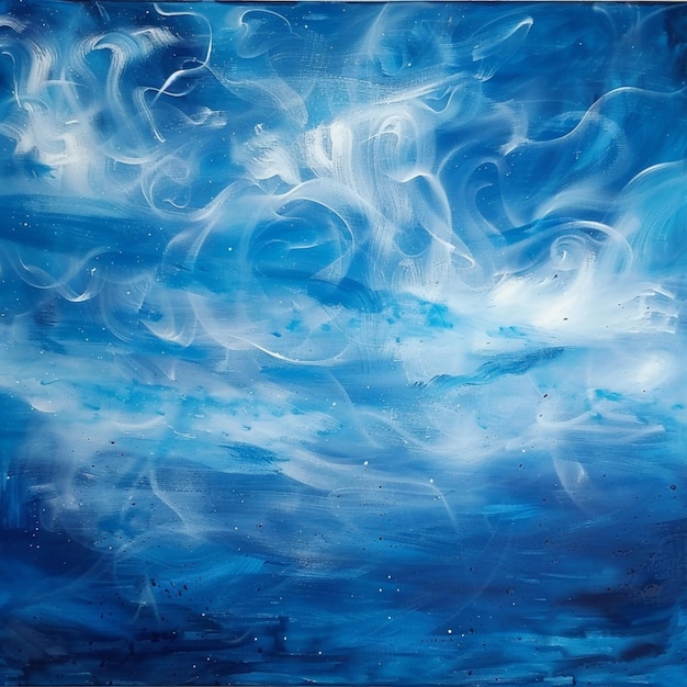 pintura de um céu azul com nuvens brancas e um barco solitário generativo ai