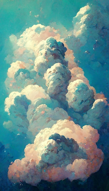 Pintura de um céu cheio de nuvens com nuvens generativas ai