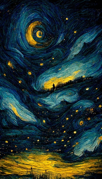 Pintura de um céu noturno com estrelas generativas ai