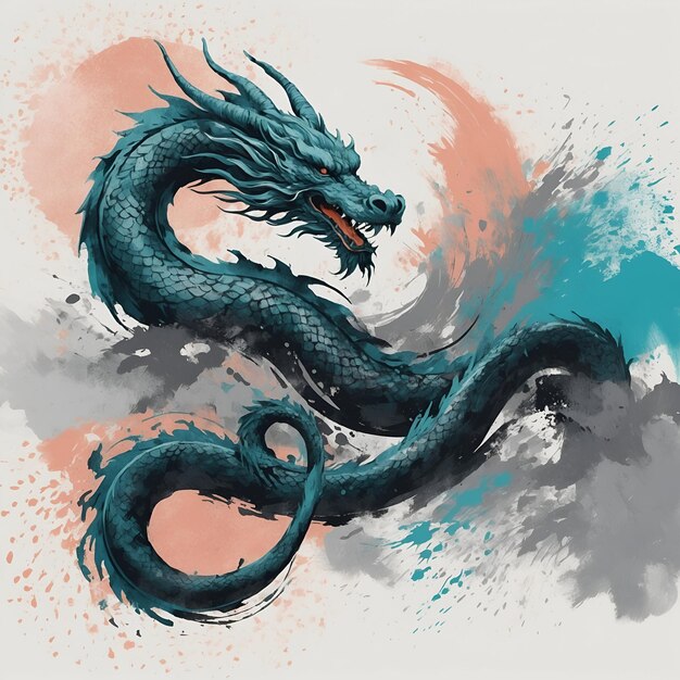 Pintura de um dragão em estilo japonês
