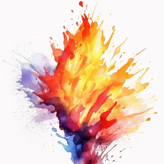 pintura de um fogo colorido vomitando de um fundo branco generativo ai