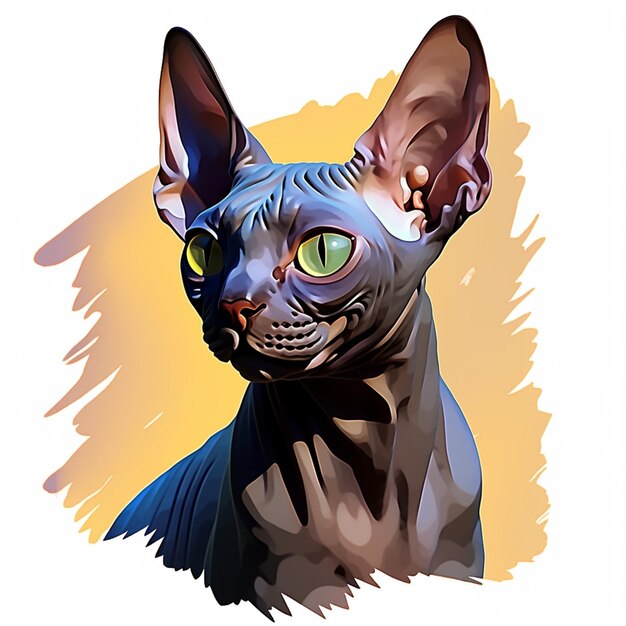 pintura de um gato com olhos verdes e um casaco preto generativo ai