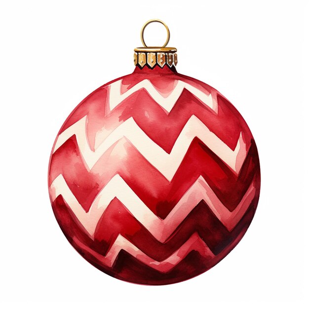 Foto pintura de um ornamento de natal vermelho com um padrão de chevron generativo ai