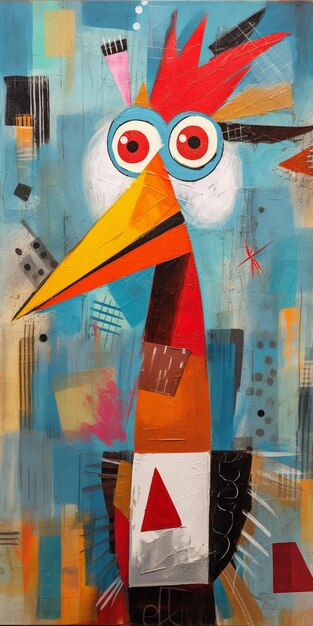 pintura de um pássaro com um bico vermelho e uma camisa branca generativa ai