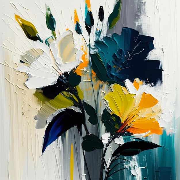 Pintura de um vaso com flores em um fundo branco generativo ai