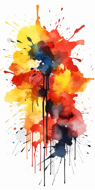 Pintura de uma árvore colorida com muitos respingos de tinta generative ai