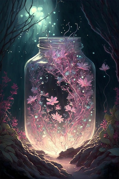 Pintura de uma jarra cheia de flores generativas ai