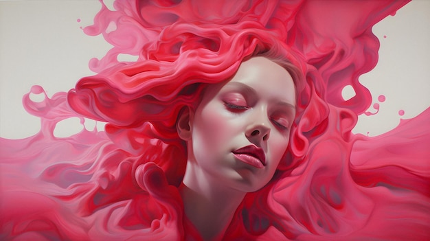 pintura de uma mulher com cabelos ruivos e cabelos soltos IA generativa
