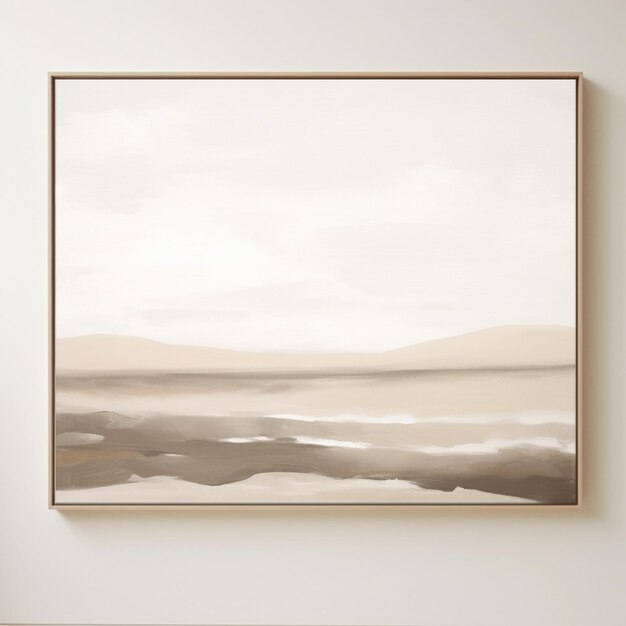 pintura de uma paisagem com um esquema de cores castanho e branco