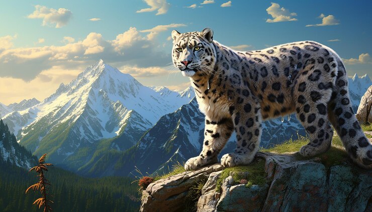 Foto pintura digital en 3d de un majestuoso paisaje montañoso