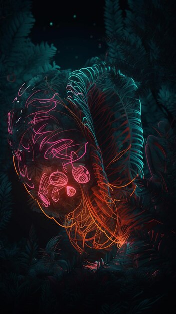 Una pintura digital de un cerebro con colores rosa y azul.