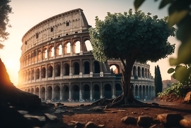 Una pintura digital del coliseo en roma.