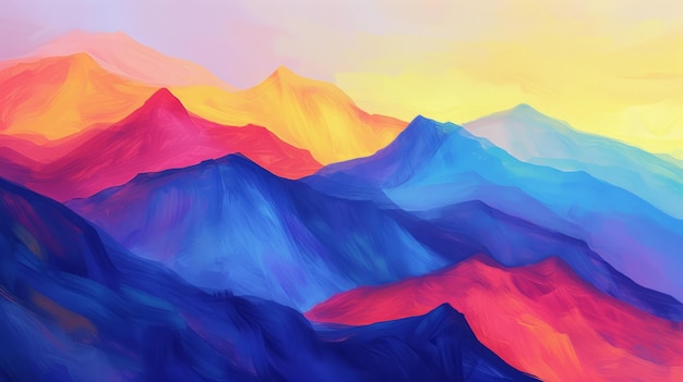 Pintura digital colorida de montanhas