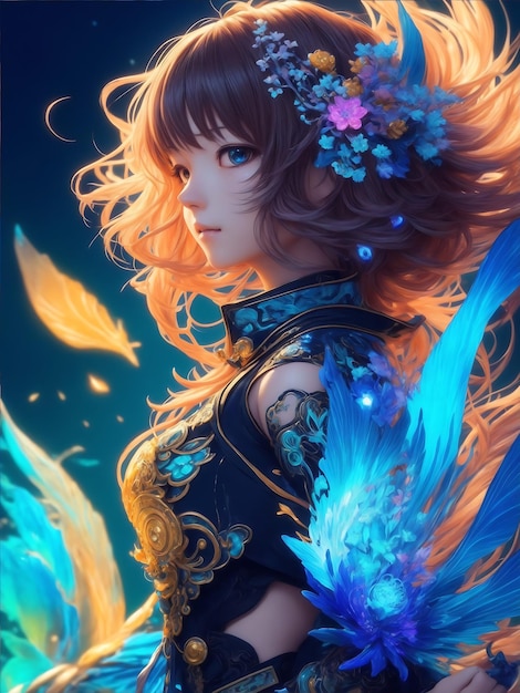 Pintura Digital Bonito Anime Linda Menina Em Estilo Fantástico