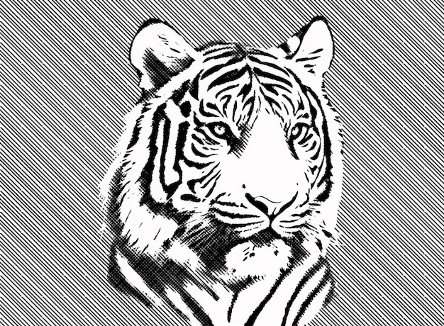 pintura digital de ilustração de cabeça de tigre