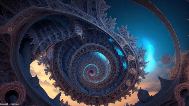 una pintura digital de una espiral en el cielo.