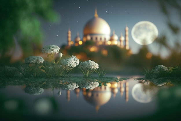 Una pintura digital de un fondo islámico de la mezquita