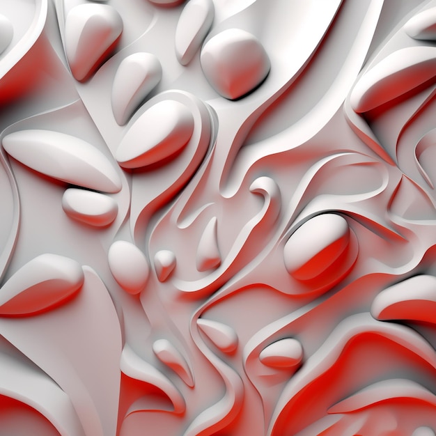 Una pintura digital de fondo rojo y blanco con un patrón de gotas de agua.