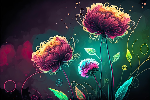 Pintura digital de ilustración de flores abstractas