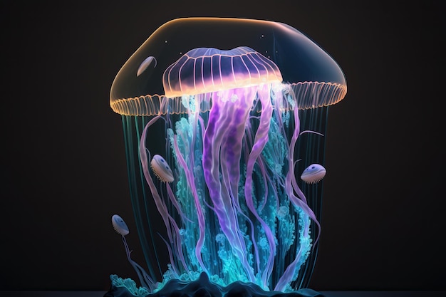 Una pintura digital de una medusa.