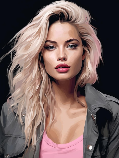 una pintura digital de una mujer con cabello rubio