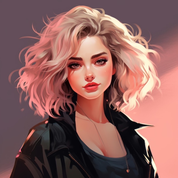 una pintura digital de una mujer con cabello rubio