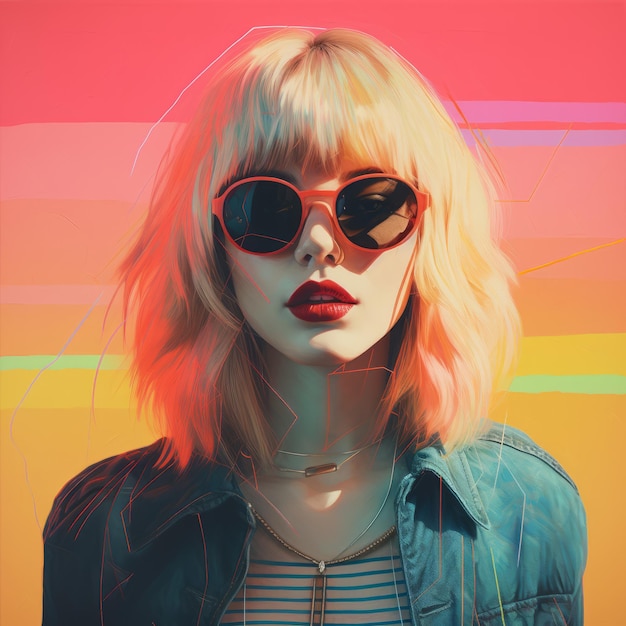 una pintura digital de una mujer con gafas de sol
