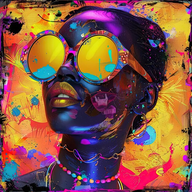 Una pintura digital de una mujer con gafas